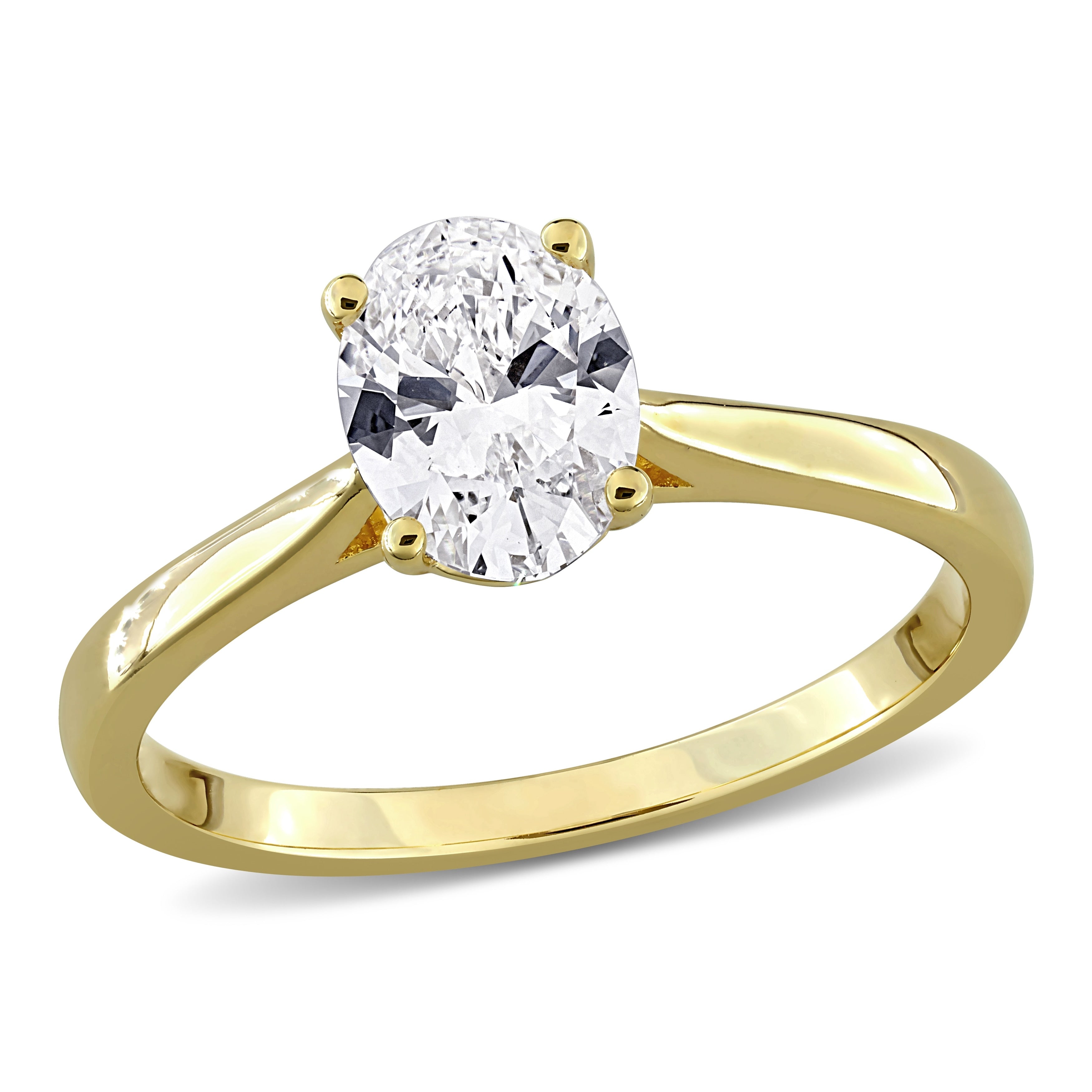 Miadora 1 2Ct Or 1Ct Tdw Lab Grown Diamond Engagement Ring With Side Accents Yellow Silver