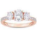 Miadora 10K Rose Gold 1 4 5Ct Tgw Created White Moissanite 3 Stone Engagement Ring