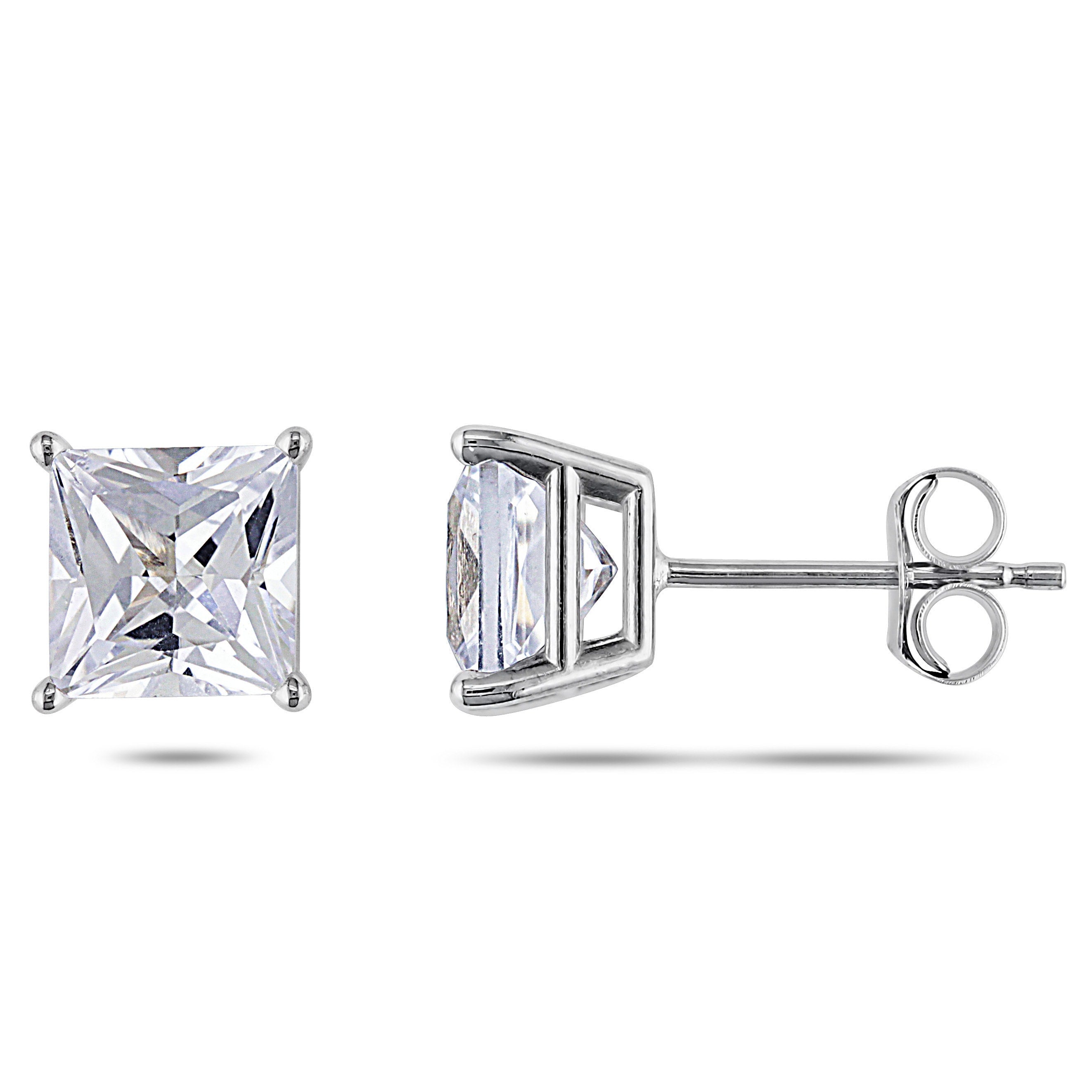 Miadora 10K Gold Created White Sapphire Solitaire Earrings