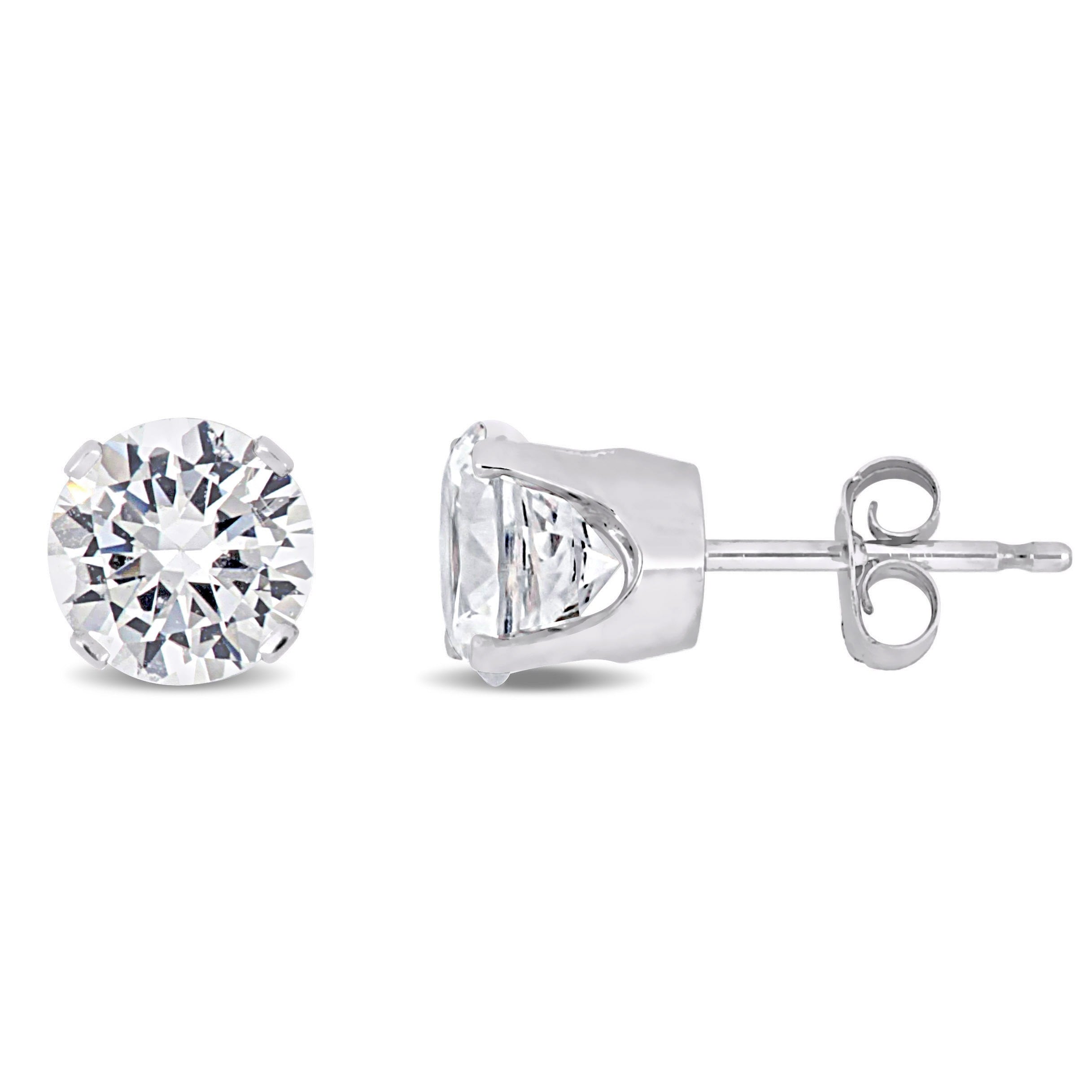 Miadora 10K Gold Created White Sapphire Stud Earrings