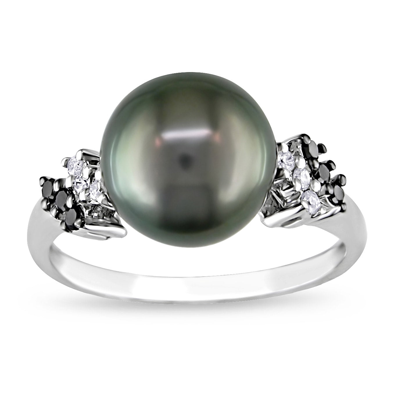 Miadora 10K Gold Tahitian Pearl And 1 8Ct Tdw Diamond Ring H I I2 I3 9 9.5 Mm