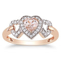 Miadora 10K Pink Gold Morganite And 1 8Ct Tdw Diamond Heart Ring G H I2 I3