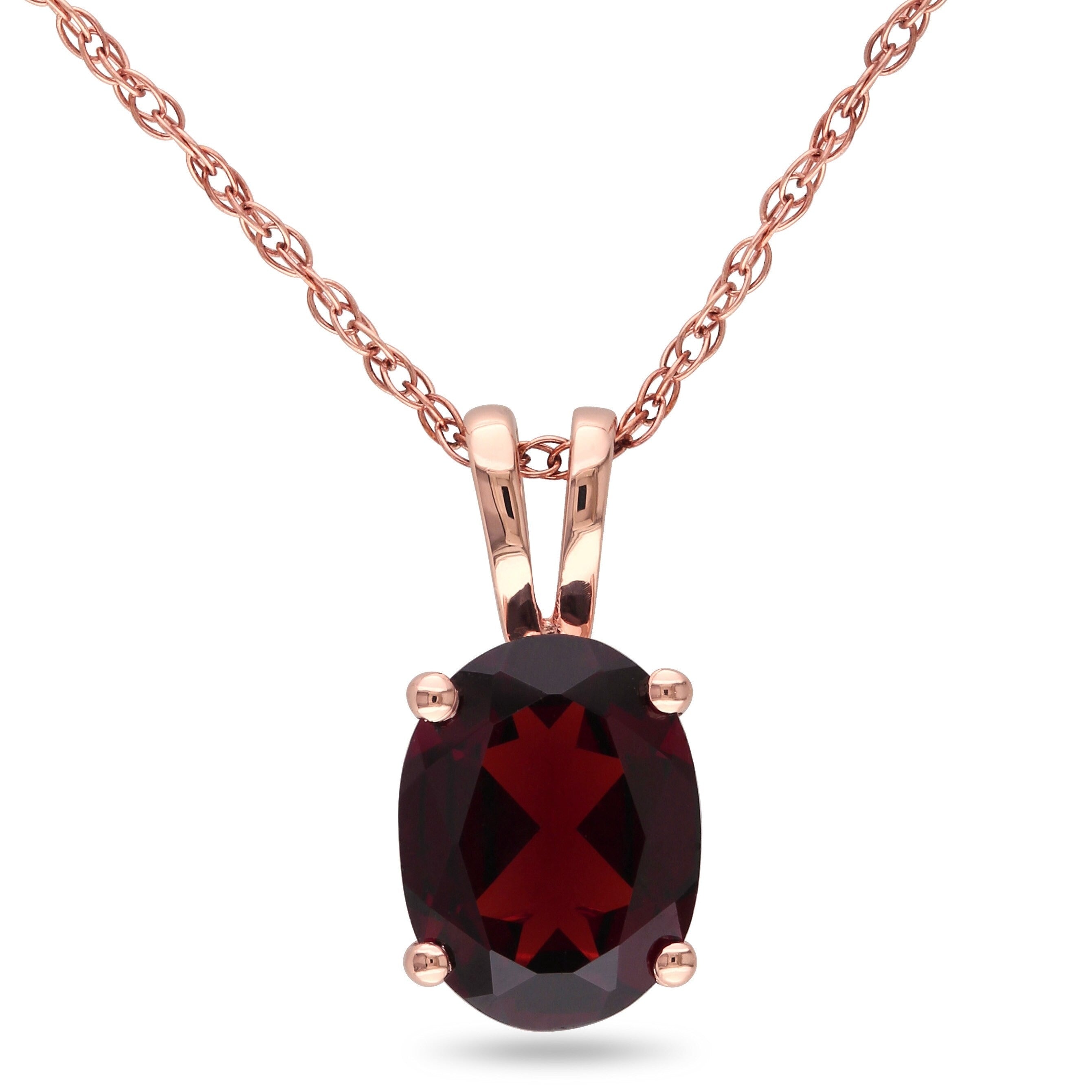 Miadora 10K Rose Gold 1 1 3Ct Tgw Garnet Solitaire Necklace