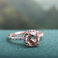 Miadora 10K Rose Gold 1 1 6Ct Morganite And 1 4Ct Tdw Diamond Halo Engagement Ring