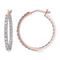 Miadora 10K Rose Gold 1 4Ct Tdw Diamond Hoop Earrings