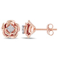 Miadora 10K Rose Gold 1 5Ct Tdw Diamond Flower Earrings