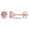 Miadora 10K Rose Gold 1Ct Tgw Morganite Solitaire Stud Earrings