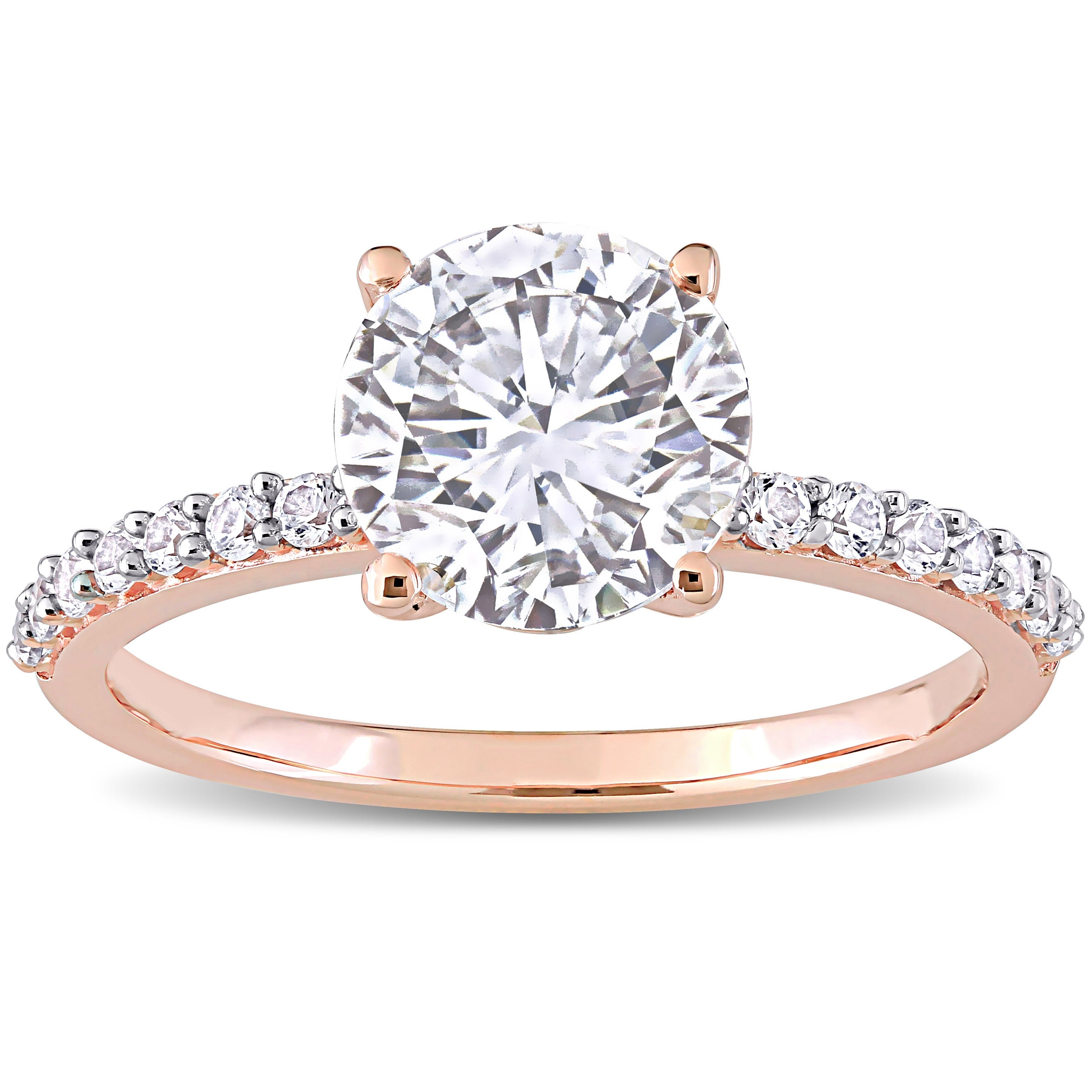 Miadora 10K Rose Gold 2 3 4Ct Tgw Created White Sapphire Solitaire Engagement Ring