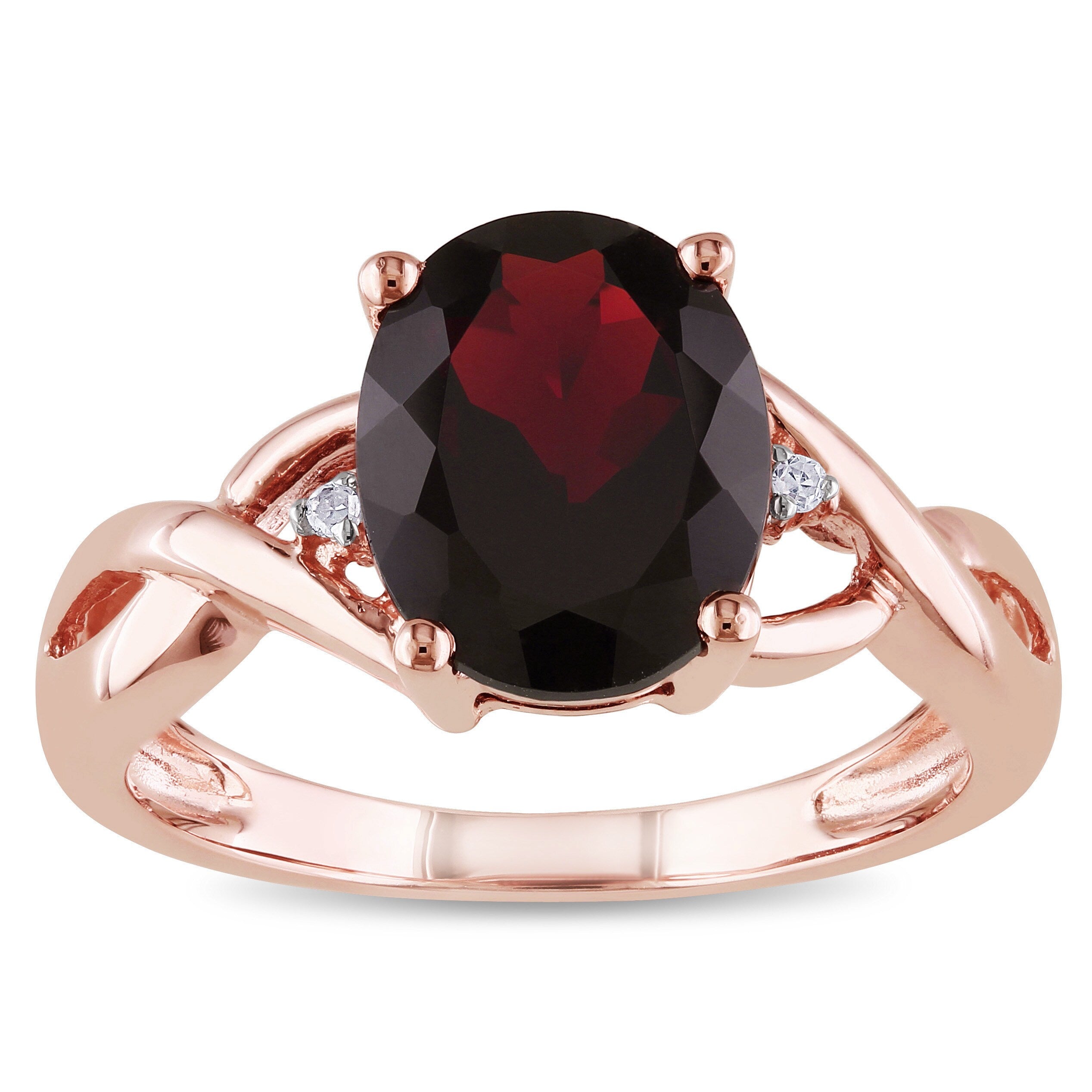 Miadora 10K Rose Gold 3Ct Tgw Garnet And Diamond Accent Ring