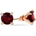 Miadora 10K Rose Gold 4Ct Tgw Garnet And Diamond Accent Solitaire Martini Stud Earrings