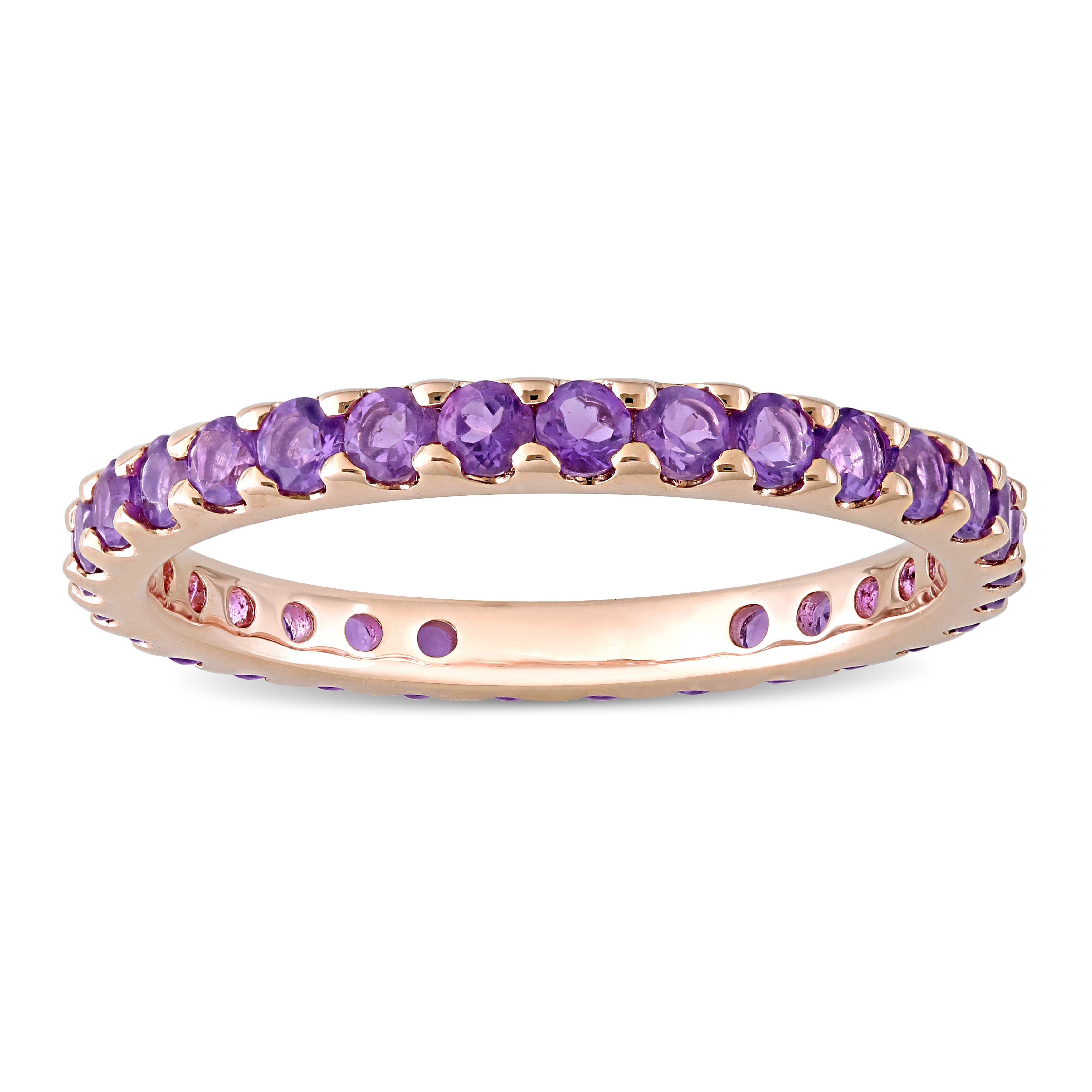 Miadora 10K Rose Gold Amethyst Stackable Eternity Wedding Band Ring