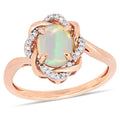 Miadora 10K Rose Gold Blue Ethiopian Opal And 1 10Ct Tdw Diamond Ring