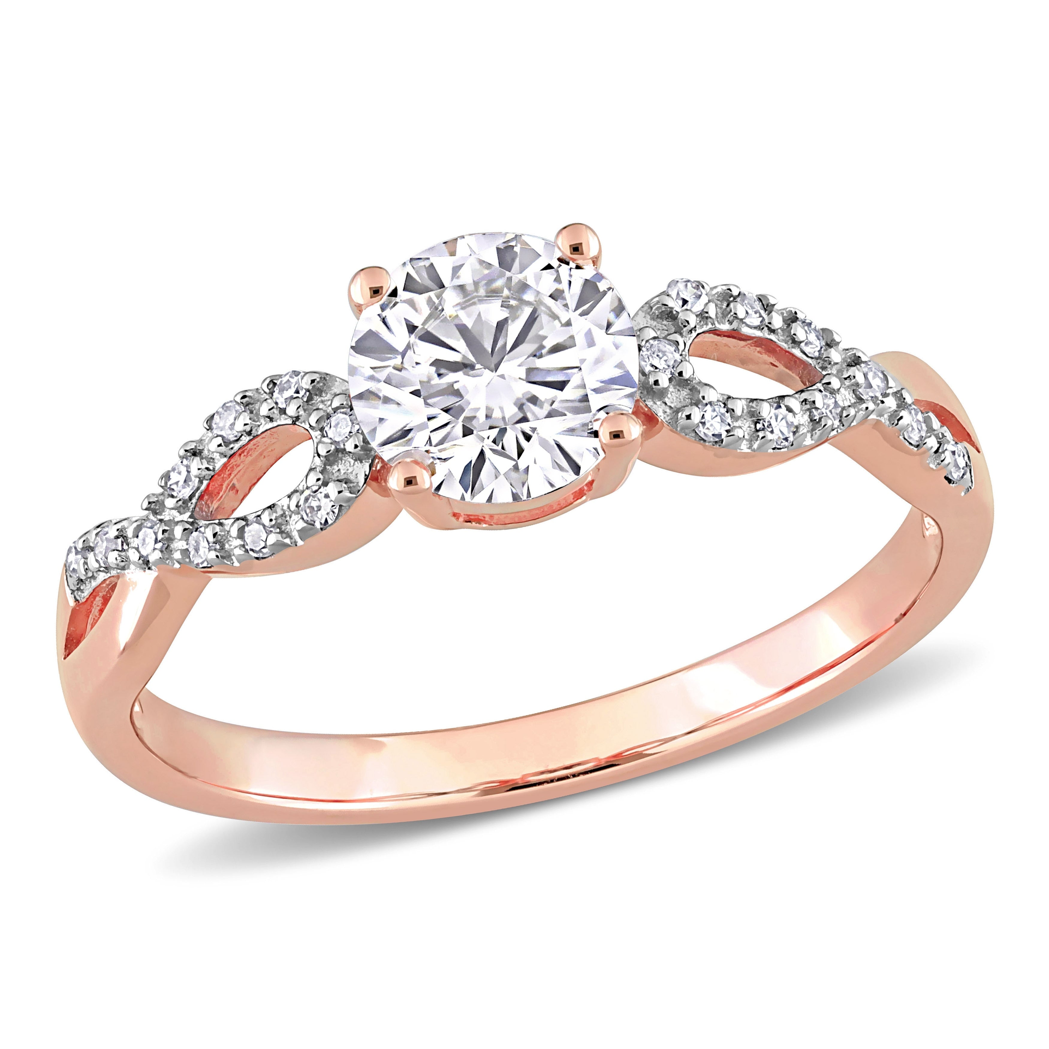 Miadora 10K Rose Gold Created White Sapphire 1 10Ct Tdw Diamond Infinity Engagement Ring