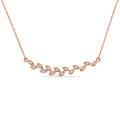Miadora 10K Rose Gold Diamond Stationed Bar Leaf Necklace