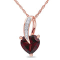 Miadora 10K Rose Gold Garnet And Diamond Accent Heart Necklace