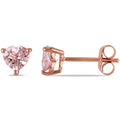 Miadora 10K Rose Gold Heart Cut Morganite Stud Earrings