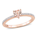 Miadora 10K Rose Gold Heart Cut Morganite And 1 10Ct Tdw Diamond Birthstone Ring