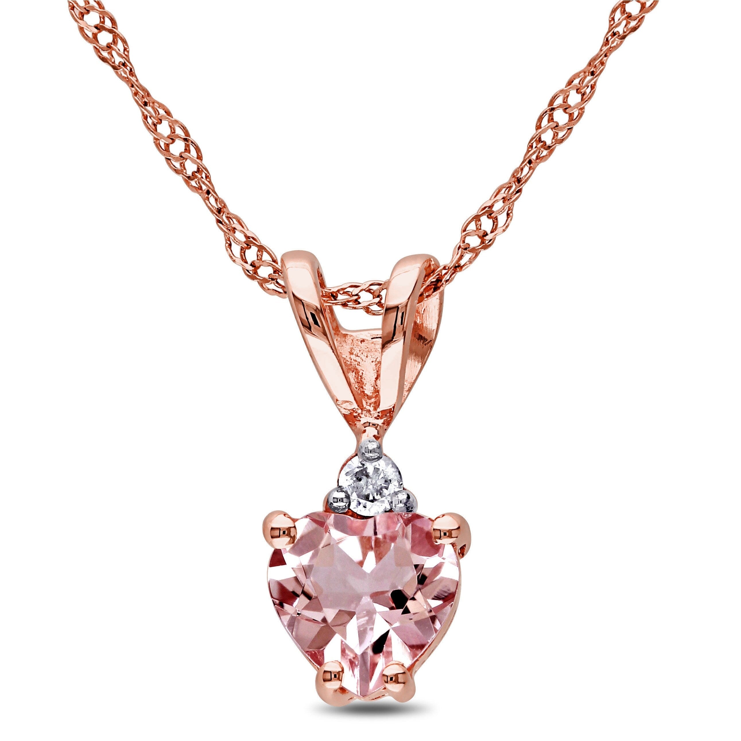 Miadora 10K Rose Gold Heart Cut Morganite And Diamond Accent Necklace
