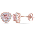 Miadora 10K Rose Gold Morganite And 1 10Ct Tdw Diamond Earrings Heart H I I2 I3