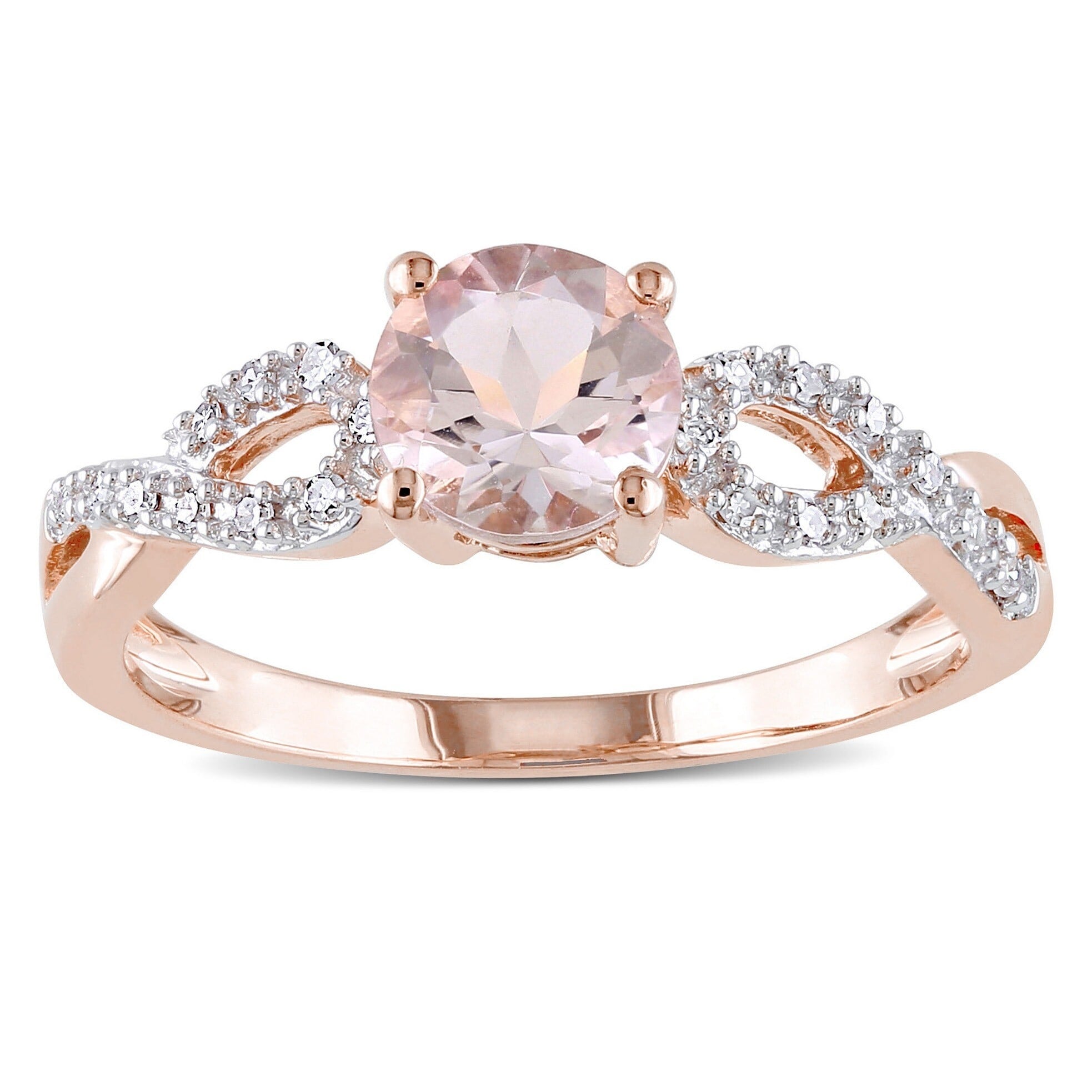 Miadora 10K Rose Gold Morganite And 1 10Ct Tdw Diamond Infinity Engagement Ring