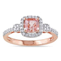 Miadora 10K Rose Gold Morganite And 1 5Ct Tdw Diamond Halo Ring