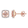 Miadora 10K Rose Gold Morganite And Diamond Accent Floating Square Halo Stud Earrings