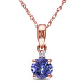 Miadora 10K Rose Gold Tanzanite And Diamond Accent Necklace G H I2 I3