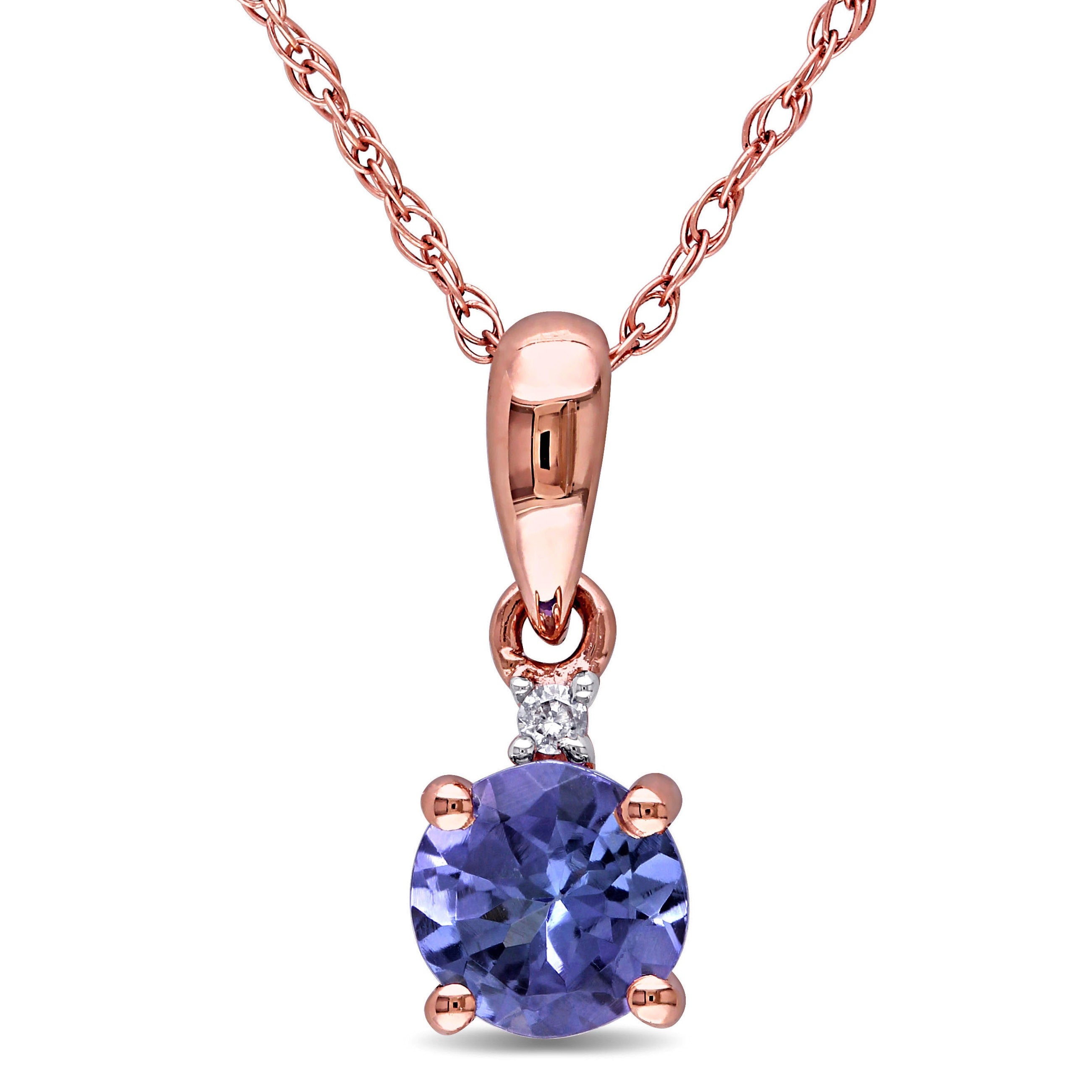 Miadora 10K Rose Gold Tanzanite And Diamond Accent Necklace G H I2 I3