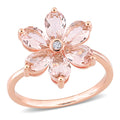 Miadora 10K Rose Pear Cut Morganite And Diamond Accent Floral Ring