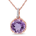 Miadora 10K Rose Gold Amethyst And Diamond Accent Necklace