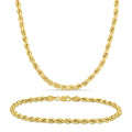 Miadora 10K Yellow Gold Rope Chain Necklace And Bracelet Set 4 Mm