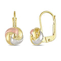 Miadora 10K Tri Color Gold Love Knot Leverback Earrings