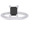 Miadora 10K White Gold 1 1 10Ct Tdw Black And White Diamond Engagement Ring