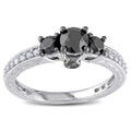 Miadora 10K White Gold 1 1 4Ct Tdw Black And White Diamond 3 Stone Plus Ring