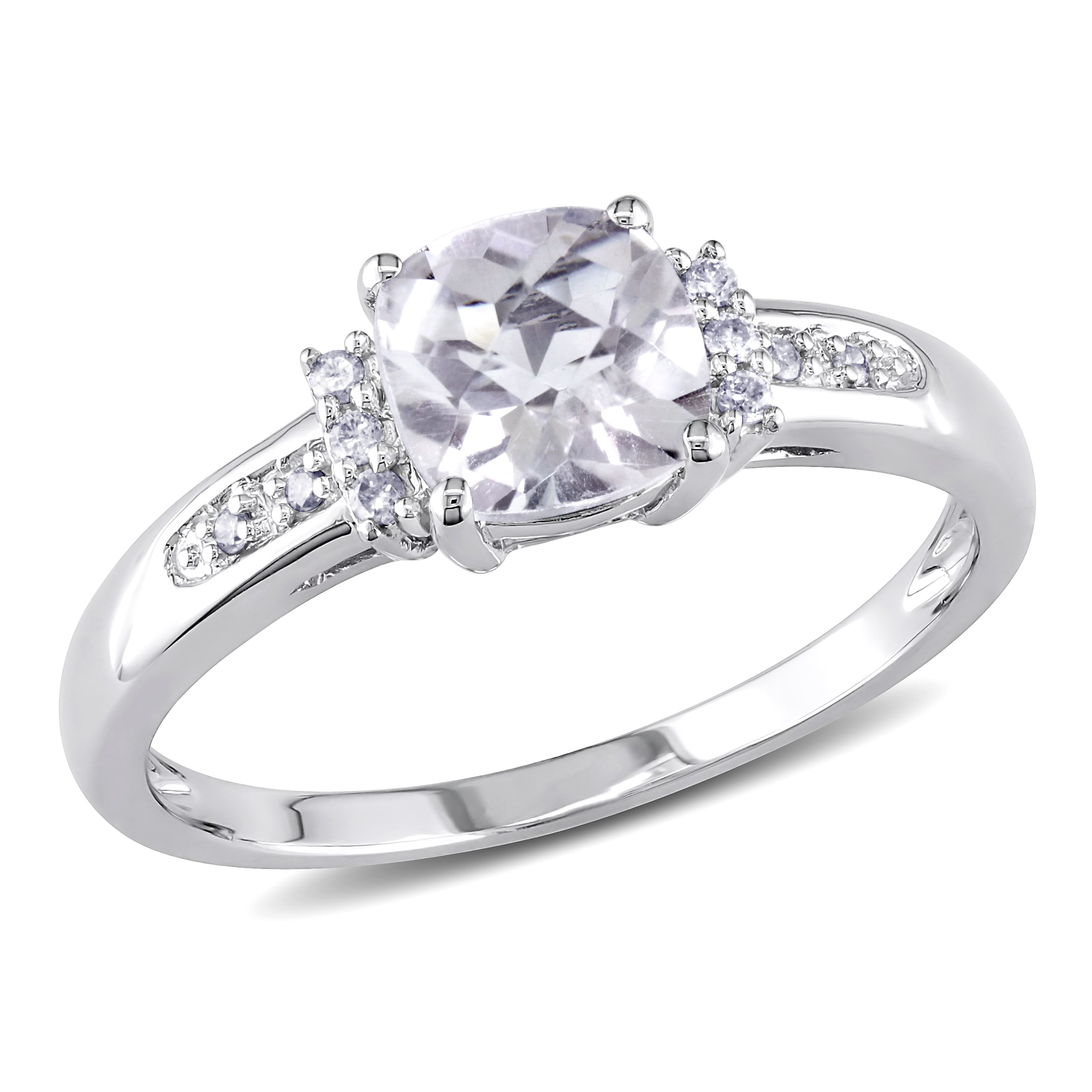 Miadora 10K White Gold 1 1 4Ct Tgw White Topaz And Diamond Accent Cocktail Ring