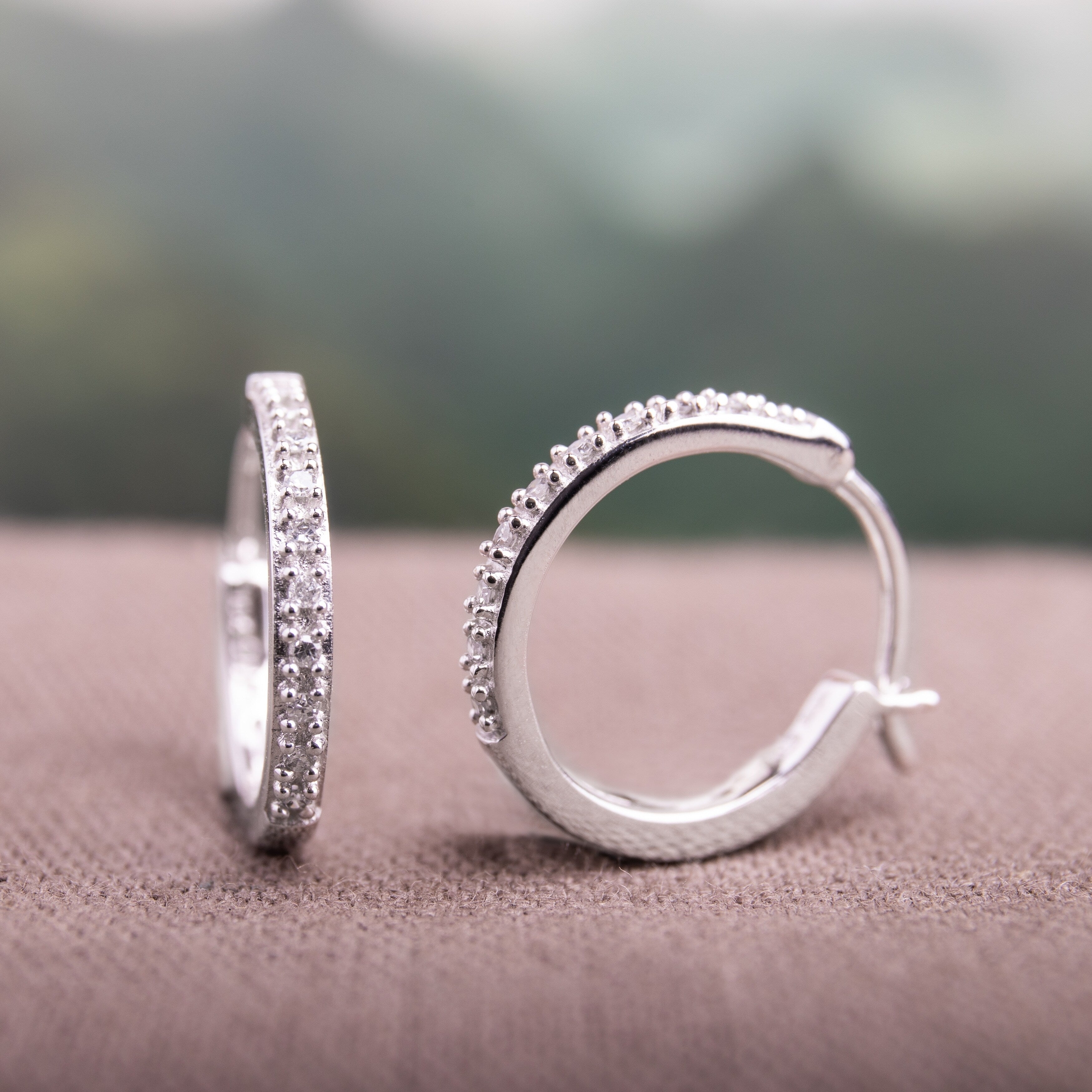 Miadora 10K White Gold 1 10Ct Tdw Diamond Hoop Earrings