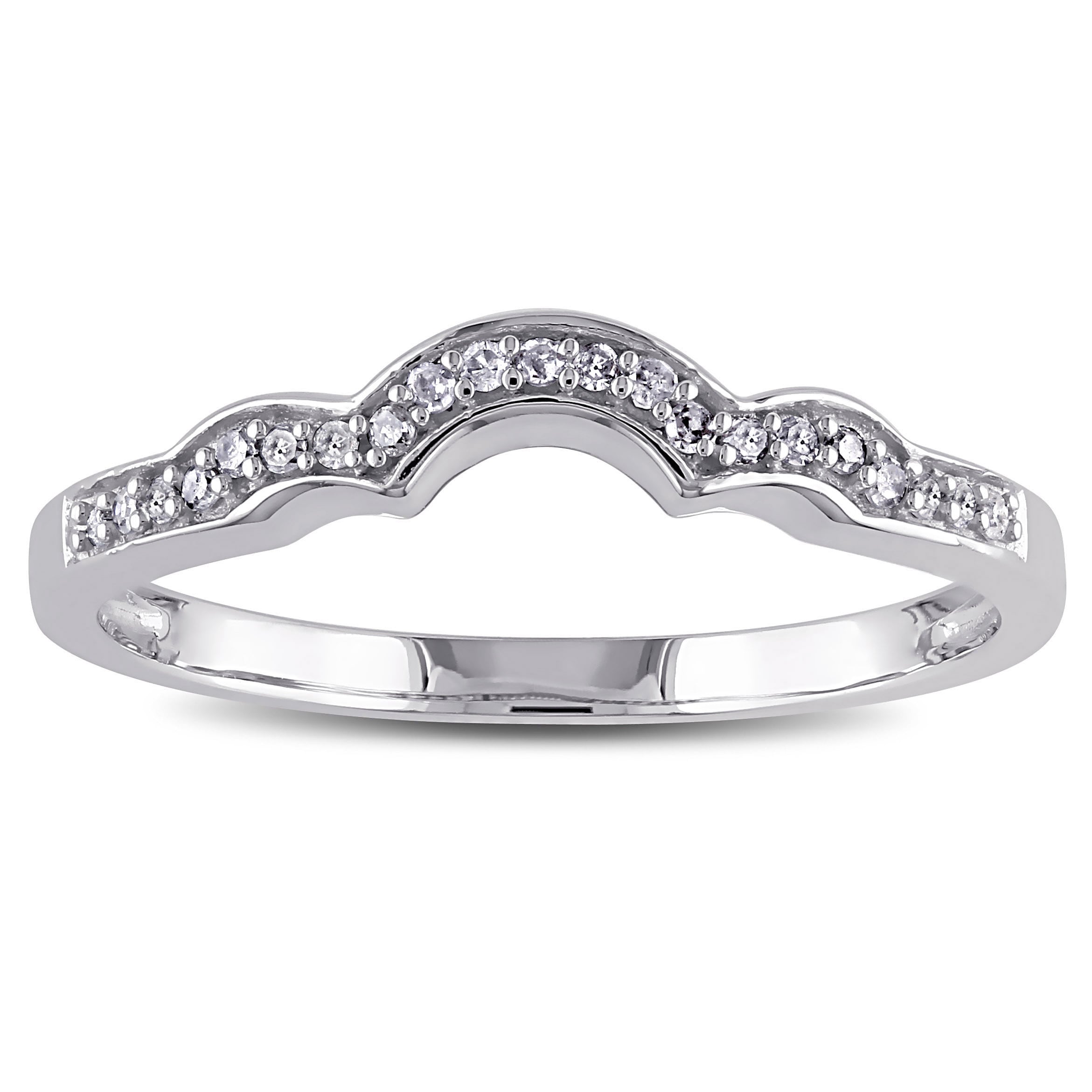Miadora 10K White Gold 1 10Ct Tdw Diamond Stackable Contoured Wedding Band G H I2 I3