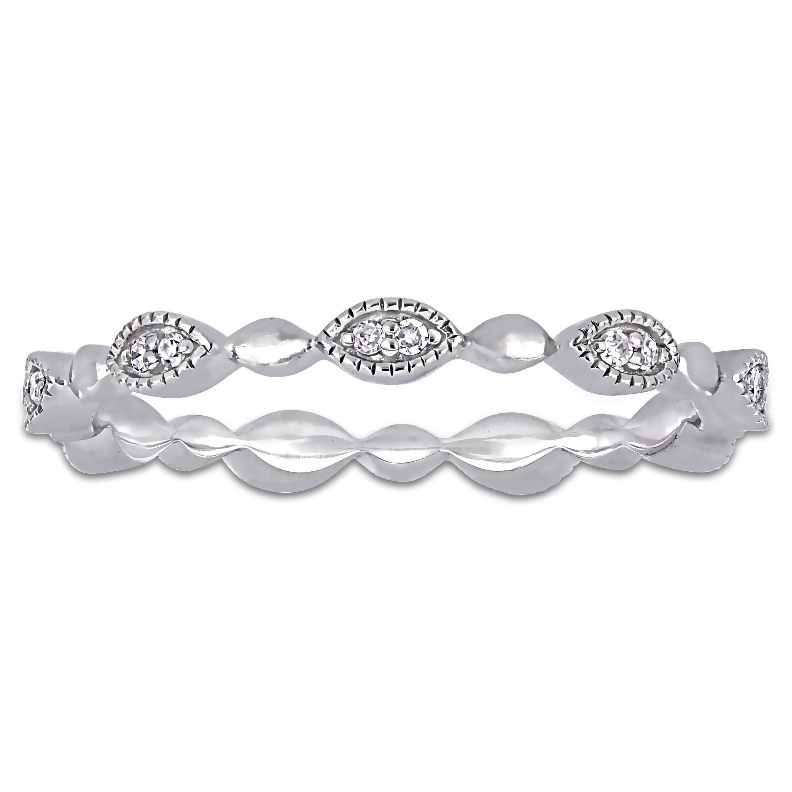 Miadora 10K White Gold 1 10Ct Tdw Diamond Stackable Infinity Eternity Band