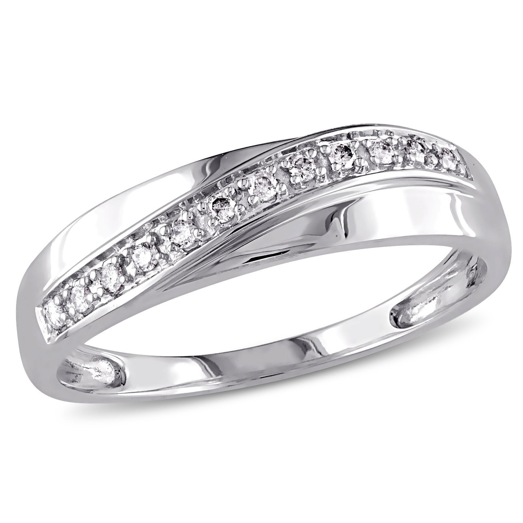 Miadora Mens 10K White Gold 1 10Ct Tdw Diamond Wedding Band