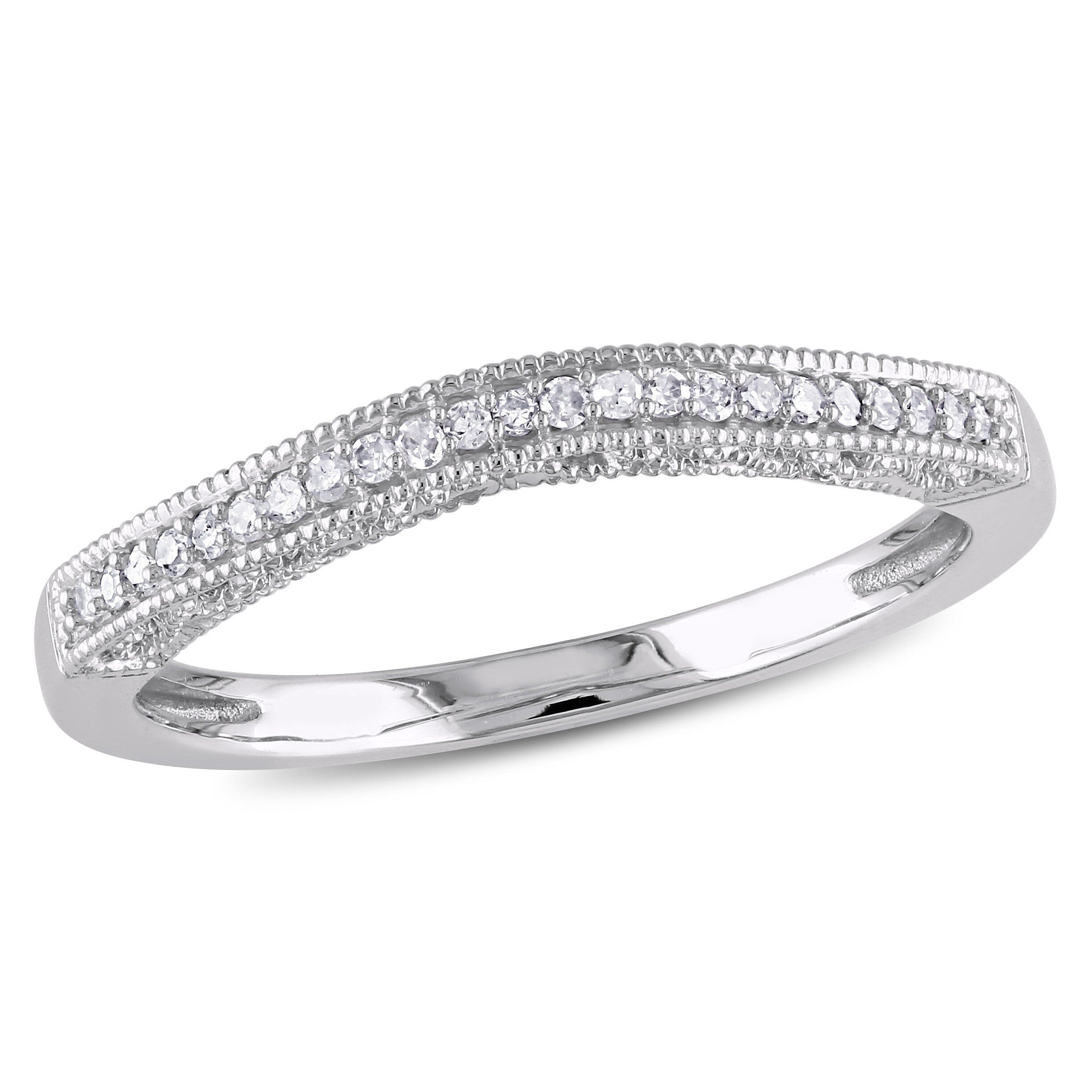 Miadora 10K White Gold 1 10Ct. Diamond Curved Wedding Band