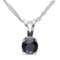 Miadora 10K White Gold 1 2Ct Tdw Black Diamond Solitaire Necklace