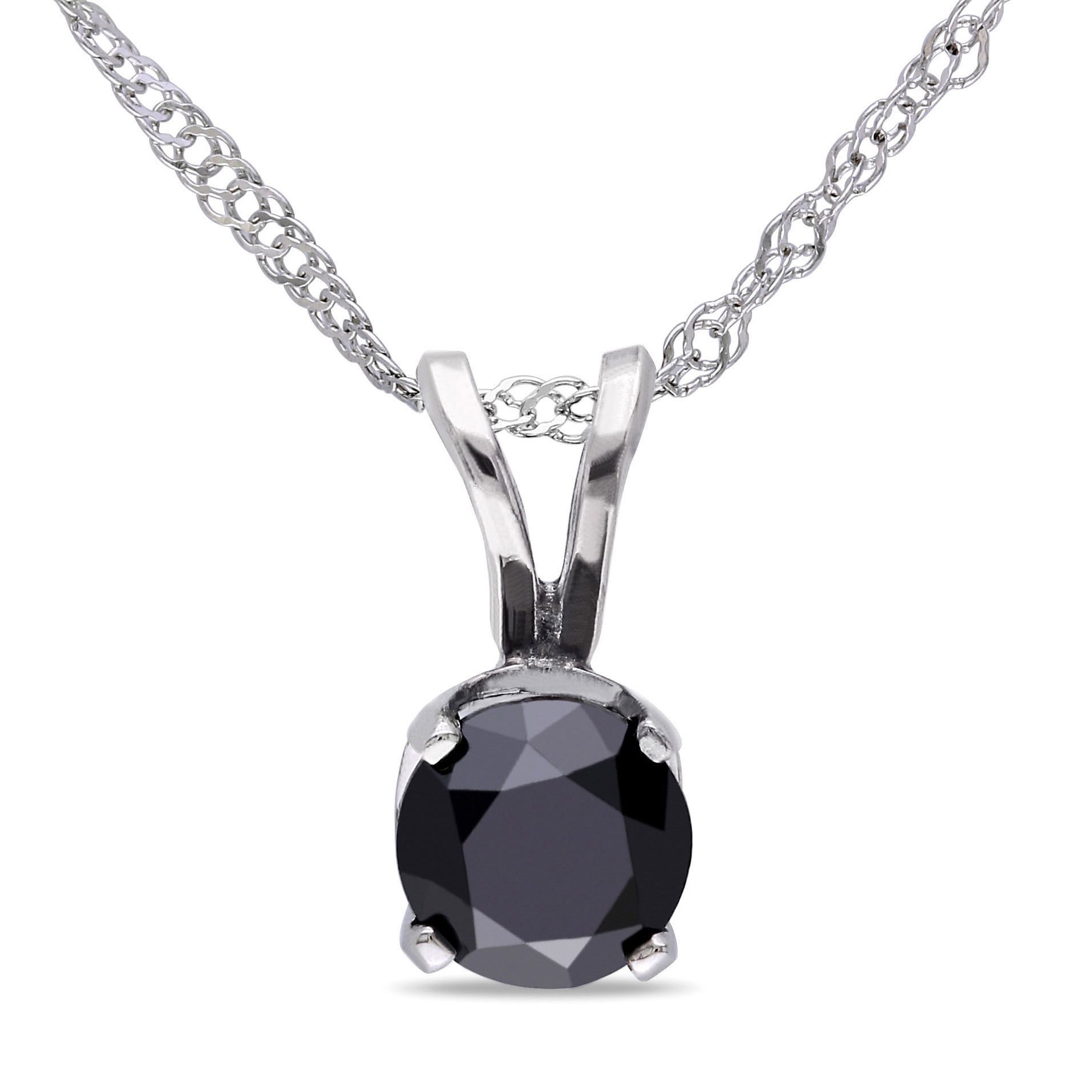 Miadora 10K White Gold 1 2Ct Tdw Black Diamond Solitaire Necklace