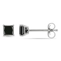 Miadora 10K White Gold 1 2Ct Tdw Princess Cut Black Diamond Stud Earrings