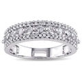 Miadora 10K White Gold 1 2Ct Tdw Princess Diamond Triple Row Anniversary Band