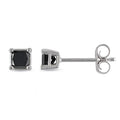 Miadora 10K White Gold 1 3Ct Tdw Princess Cut Black Diamond Stud Earrings