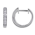 Miadora 10K White Gold 1 4Ct Tdw Channel Set Diamond Hoop Earrings