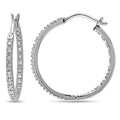 Miadora 10K White Gold 1 4Ct Tdw Diamond Inside Outside Hoop Earrings