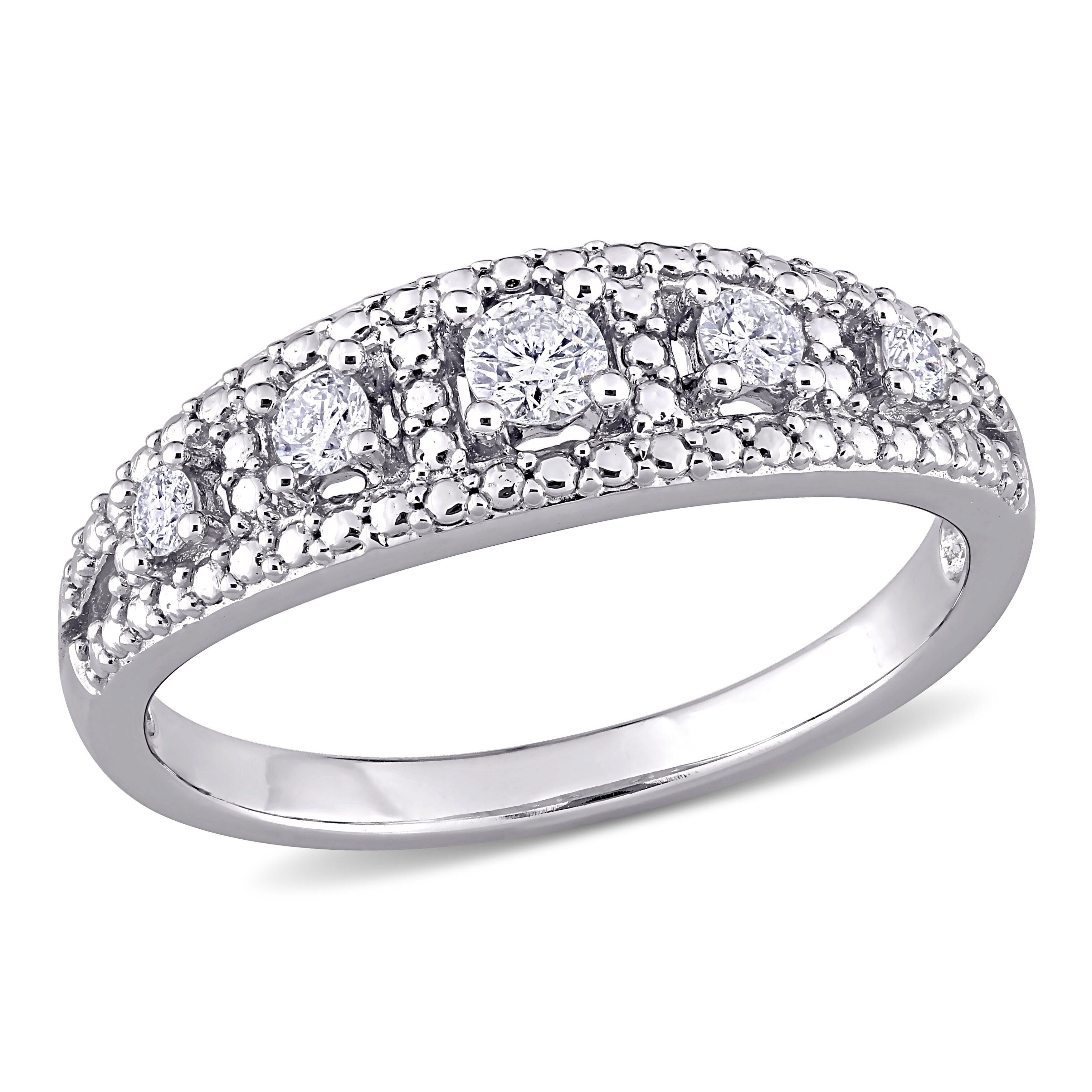 Miadora 10K White Gold 1 4Ct Tdw Diamond Semi Eternit Band Ring