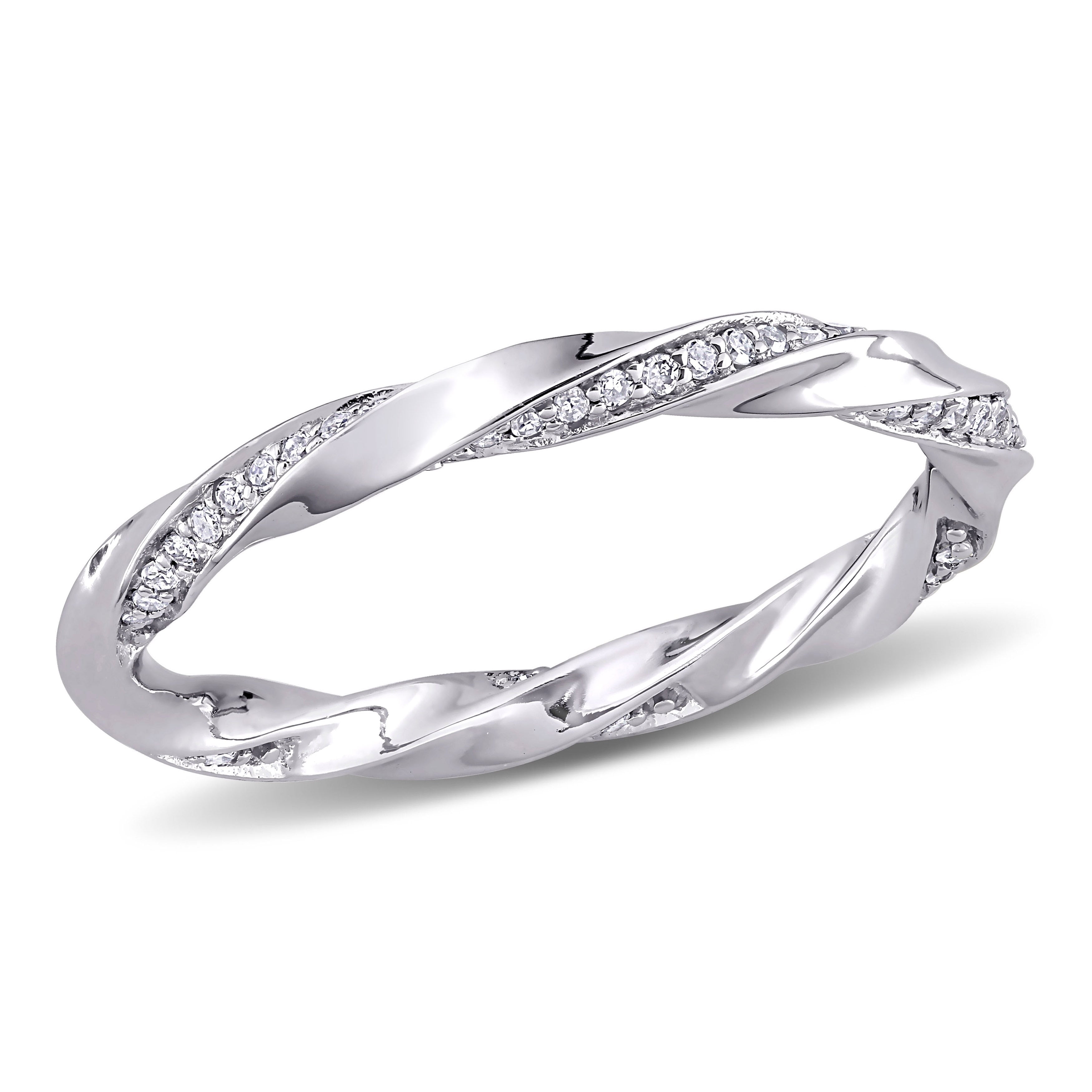 Miadora 10K White Gold 1 4Ct Tdw Diamond Twisted Stackable Eternity Band Ring