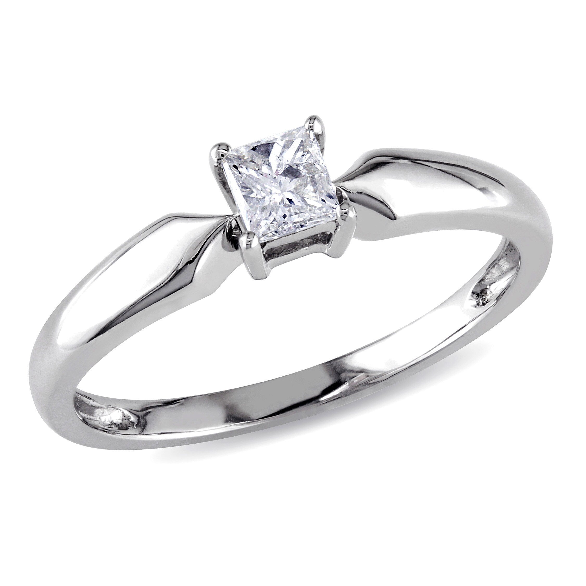 Miadora 10K White Gold 1 4Ct Tdw Princess Cut Diamond Solitaire Ring